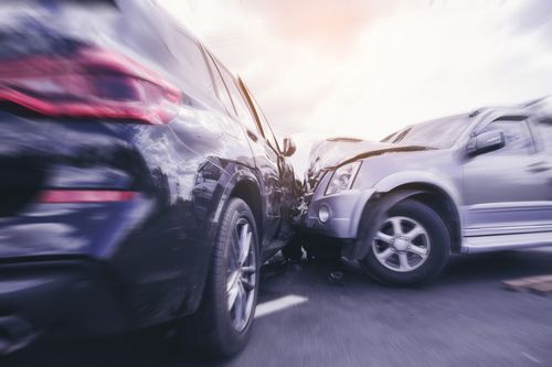 Image is of a car accident, concept of Lewisville car accident lawyer